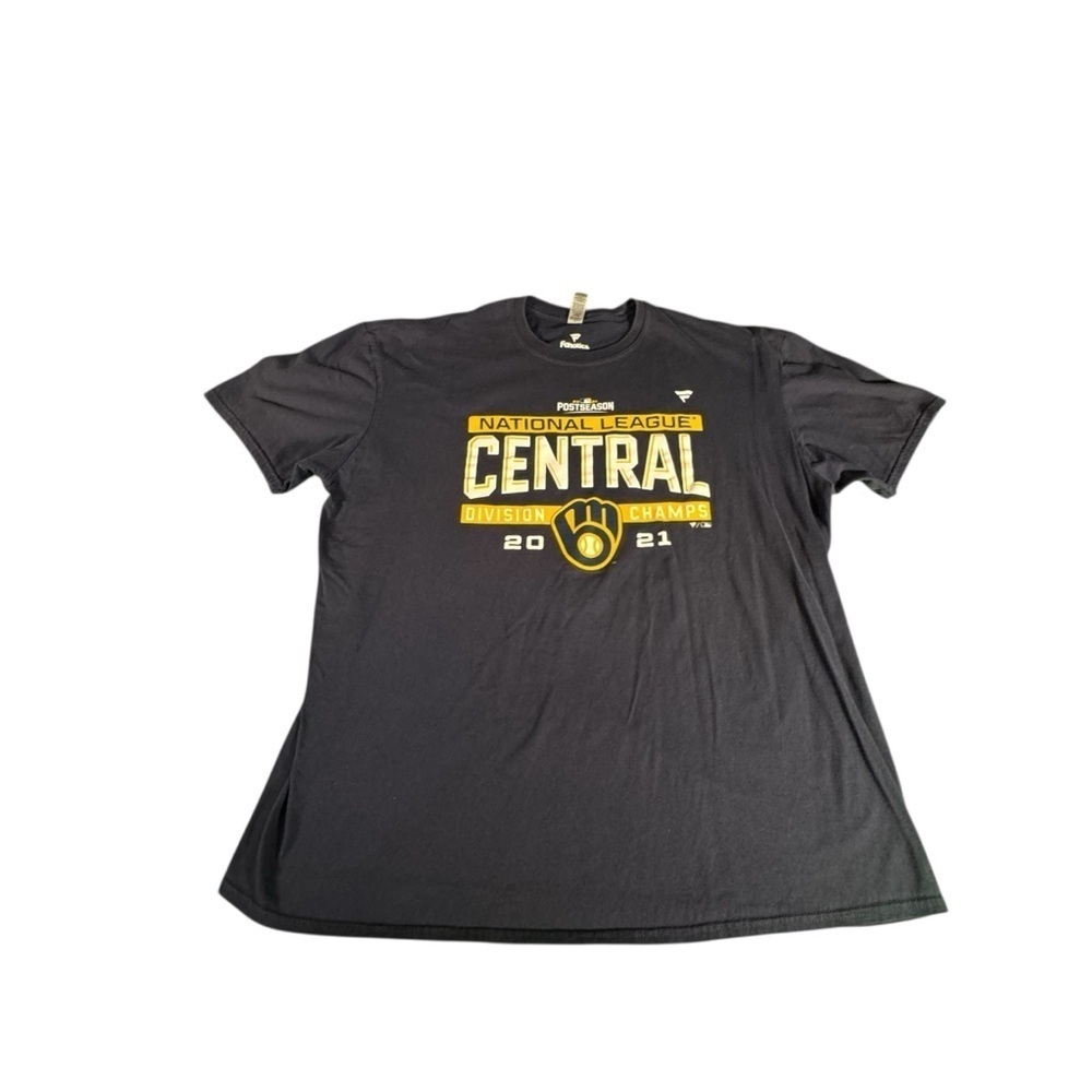 Fanatics Milwaukee Brewers NL Central Champs 2021 Shirt 2XL Navy Blue Cotton